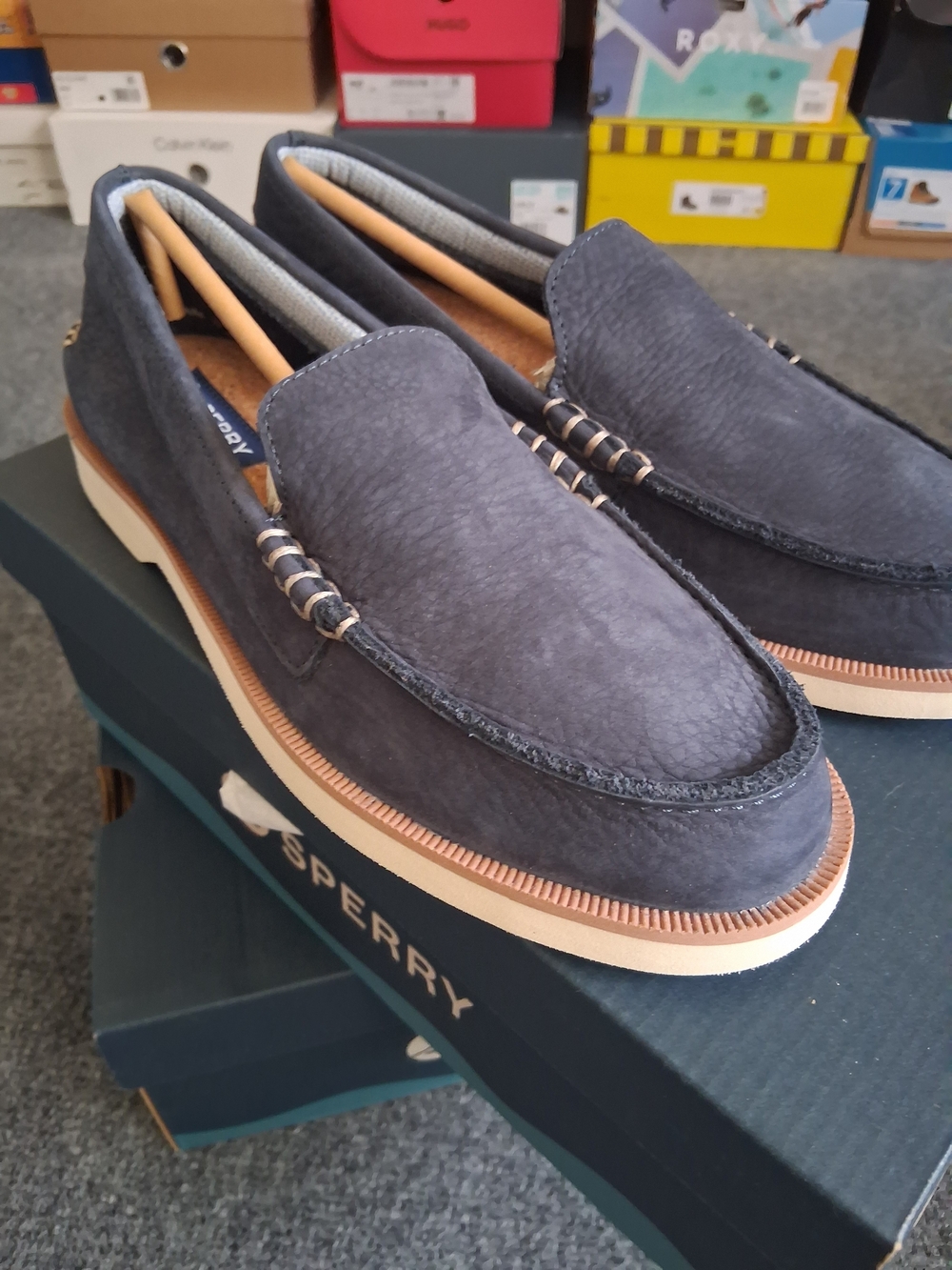 Sperry Men's US SIZE 8 A/O VEN DS NUBUCK  Navy Suede Penny Loafers NEW W/BOX